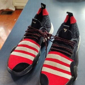 adidas Black and Red Striped Athletic Shoes